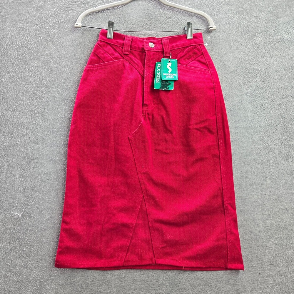 VINTAGE Rocky Mountain Juniors Skirt 5 27‎ Red Rockies Dangerous Curves NWT